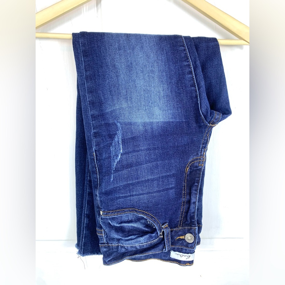 KanCan Distressed Look Skinny Jeans w/ Frayed Bottom Hem - Stretchy - Size 28